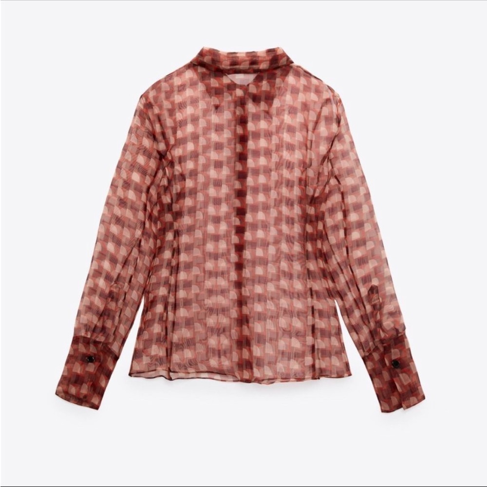 Zara Printed Organza Shirt New With Tags